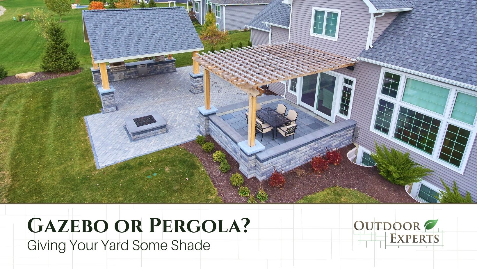 Area view of a Gazebo and Pergola on a house